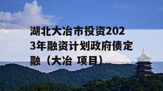 湖北大冶市投资2023年融资计划政府债定融（大冶 项目）