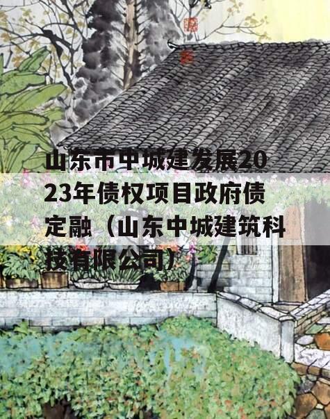 山东市中城建发展2023年债权项目政府债定融（山东中城建筑科技有限公司）