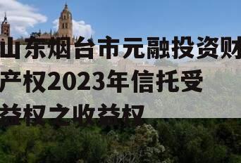 山东烟台市元融投资财产权2023年信托受益权之收益权