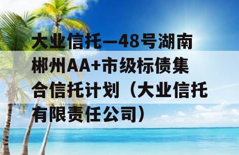 大业信托—48号湖南郴州AA+市级标债集合信托计划（大业信托有限责任公司）