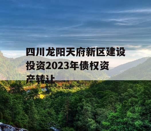 四川龙阳天府新区建设投资2023年债权资产转让