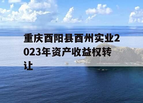 重庆酉阳县酉州实业2023年资产收益权转让