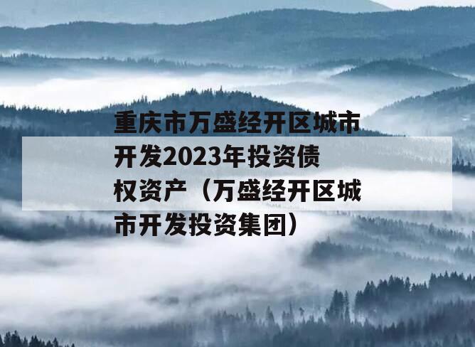 重庆市万盛经开区城市开发2023年投资债权资产（万盛经开区城市开发投资集团）