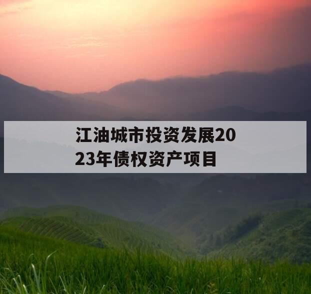 江油城市投资发展2023年债权资产项目