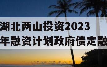 湖北两山投资2023年融资计划政府债定融