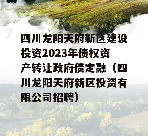 四川龙阳天府新区建设投资2023年债权资产转让政府债定融（四川龙阳天府新区投资有限公司招聘）