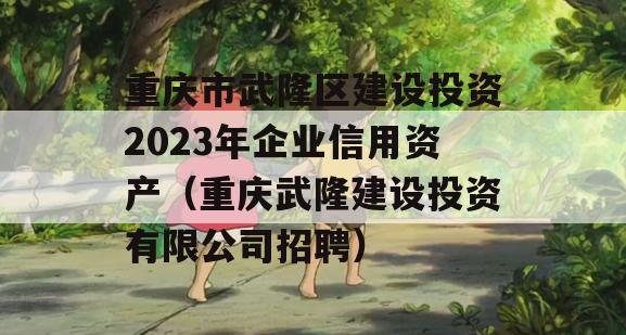 重庆市武隆区建设投资2023年企业信用资产（重庆武隆建设投资有限公司招聘）