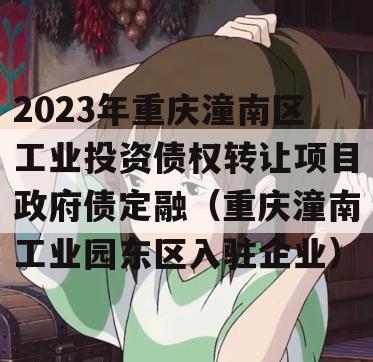 2023年重庆潼南区工业投资债权转让项目政府债定融（重庆潼南工业园东区入驻企业）