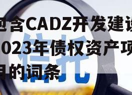 包含CADZ开发建设2023年债权资产项目的词条