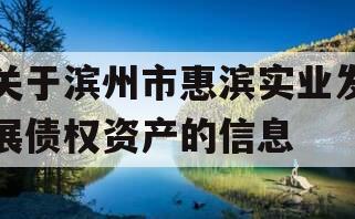 关于滨州市惠滨实业发展债权资产的信息