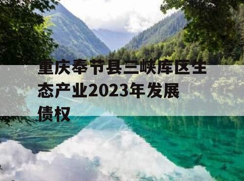 重庆奉节县三峡库区生态产业2023年发展债权