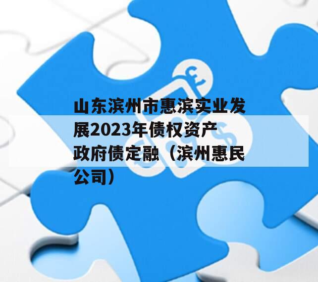 山东滨州市惠滨实业发展2023年债权资产政府债定融（滨州惠民公司）