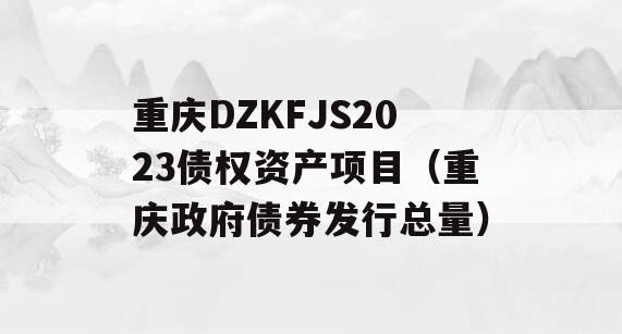 重庆DZKFJS2023债权资产项目（重庆政府债券发行总量）