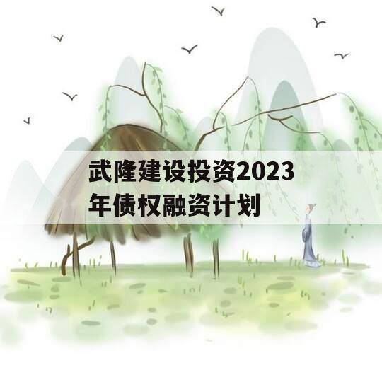 武隆建设投资2023年债权融资计划