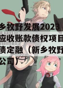 新乡牧野发展2023年应收账款债权项目政府债定融（新乡牧野集团公司）