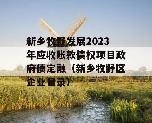 新乡牧野发展2023年应收账款债权项目政府债定融（新乡牧野区企业目录）