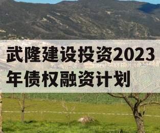 武隆建设投资2023年债权融资计划