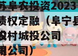 江苏阜农投资2023年债权定融（阜宁县阜泰农村城投公司
城投公司
有限公司）