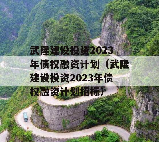 武隆建设投资2023年债权融资计划（武隆建设投资2023年债权融资计划招标）