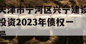 天津市宁河区兴宁建设投资2023年债权一号