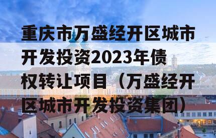 重庆市万盛经开区城市开发投资2023年债权转让项目（万盛经开区城市开发投资集团）