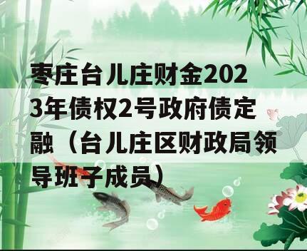 枣庄台儿庄财金2023年债权2号政府债定融（台儿庄区财政局领导班子成员）