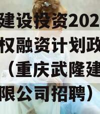 武隆建设投资2023年债权融资计划政府债定融（重庆武隆建设投资有限公司招聘）