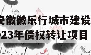 安徽徽乐行城市建设2023年债权转让项目