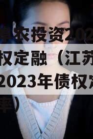 江苏阜农投资2023年债权定融（江苏阜农投资2023年债权定融利率）