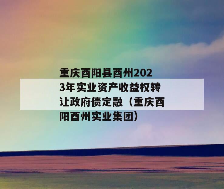 重庆酉阳县酉州2023年实业资产收益权转让政府债定融（重庆酉阳酉州实业集团）