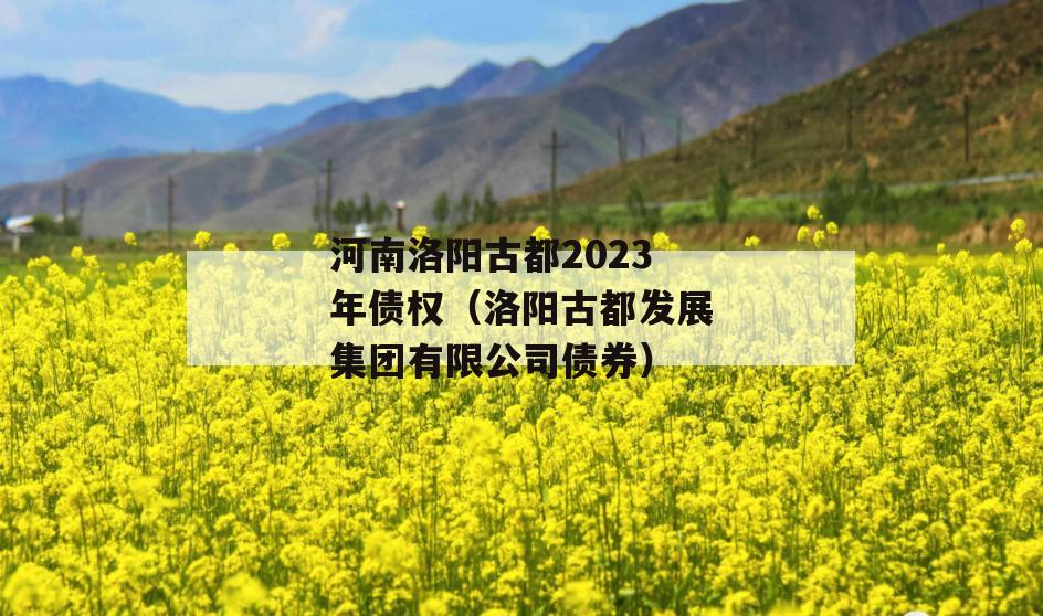 河南洛阳古都2023年债权（洛阳古都发展集团有限公司债券）