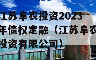 江苏阜农投资2023年债权定融（江苏阜农投资有限公司）