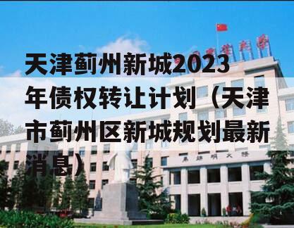 天津蓟州新城2023年债权转让计划（天津市蓟州区新城规划最新消息）