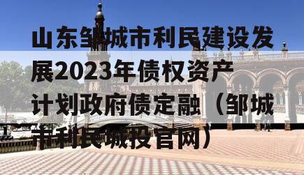 山东邹城市利民建设发展2023年债权资产计划政府债定融（邹城市利民城投官网）