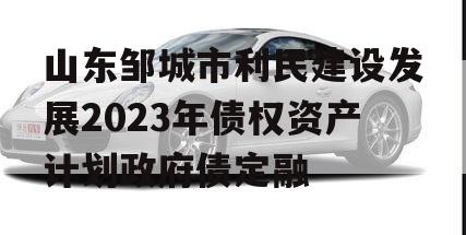 山东邹城市利民建设发展2023年债权资产计划政府债定融