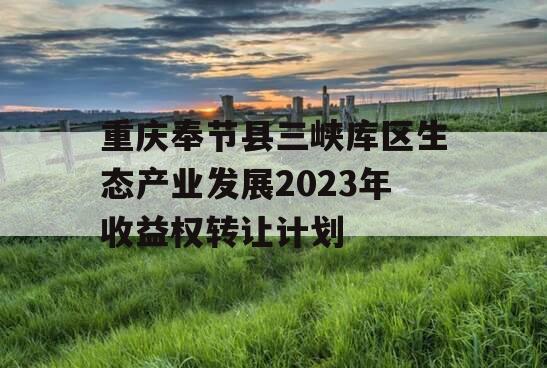 重庆奉节县三峡库区生态产业发展2023年收益权转让计划