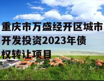 重庆市万盛经开区城市开发投资2023年债权转让项目