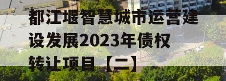 都江堰智慧城市运营建设发展2023年债权转让项目【二】