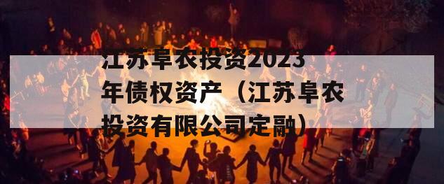 江苏阜农投资2023年债权资产（江苏阜农投资有限公司定融）