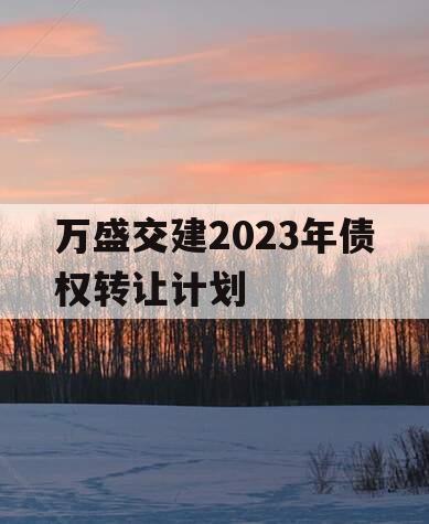 万盛交建2023年债权转让计划