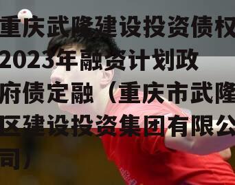 重庆武隆建设投资债权2023年融资计划政府债定融（重庆市武隆区建设投资集团有限公司）