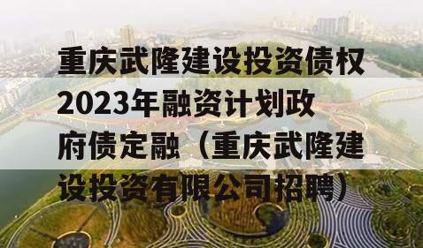 重庆武隆建设投资债权2023年融资计划政府债定融（重庆武隆建设投资有限公司招聘）