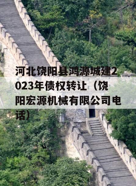 河北饶阳县鸿源城建2023年债权转让（饶阳宏源机械有限公司电话）