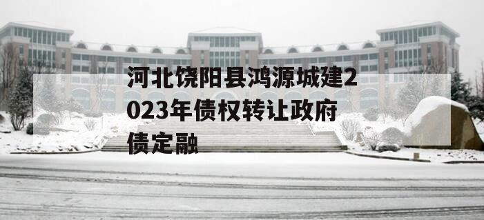 河北饶阳县鸿源城建2023年债权转让政府债定融