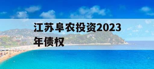 江苏阜农投资2023年债权