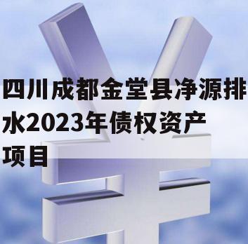 四川成都金堂县净源排水2023年债权资产项目