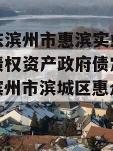 山东滨州市惠滨实业发展债权资产政府债定融（滨州市滨城区惠众置业）