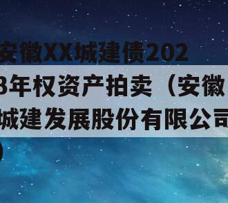 安徽XX城建债2023年权资产拍卖（安徽城建发展股份有限公司）