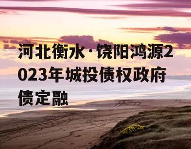 河北衡水·饶阳鸿源2023年城投债权政府债定融