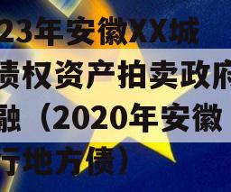 2023年安徽XX城建债权资产拍卖政府债定融（2020年安徽发行地方债）